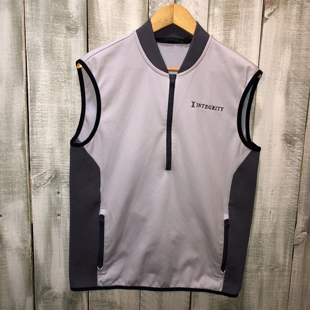 Greyson Vest Mens Small Gray Quarter Zip Pullover Performance Golf Company Logo